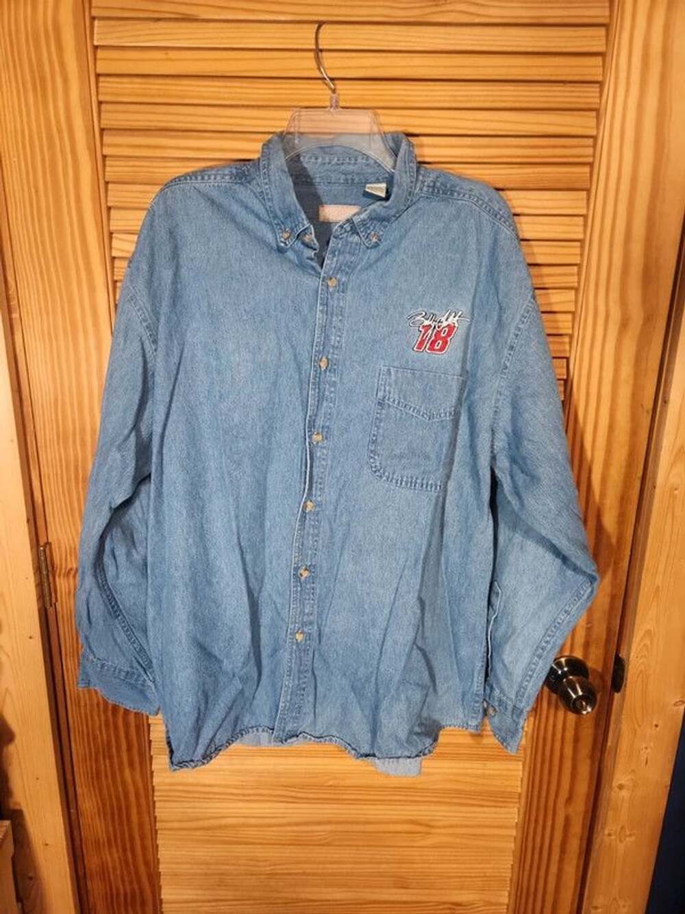 Vintage 90s Nascar Bobby Labonte #18 Denim Shirt Men's XL